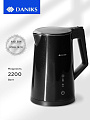 Чайник электрический Daniks, D3815E, черный глянцевый, 1.7 л, 2200 Вт, скрытый нагревательный элемент, сталь, пластик - фото 4