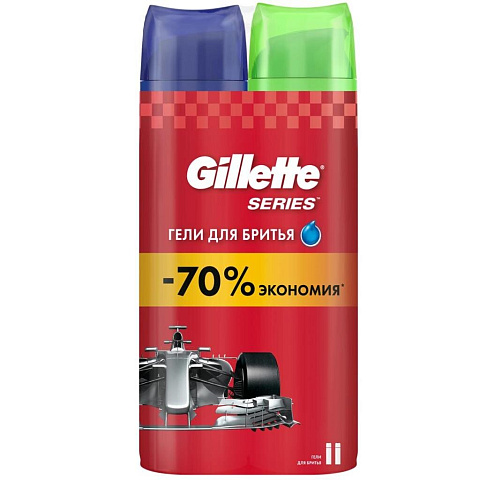 Набор Gillette TGS (гель для бритья Moisturizing 200 мл + гель для бритья Sensitive Skin 200 г)