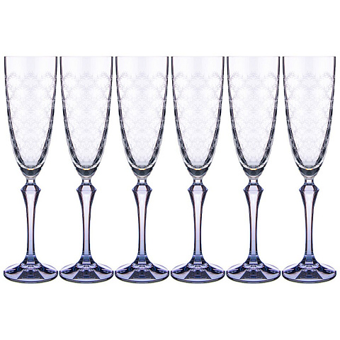 Набор бокалов для шампанского "elisabeth blue smoke" из 6 шт. 200 мл. высота=25,5 см., 674-744