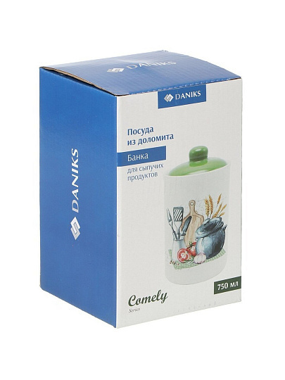 Банка для сыпучих продуктов, доломит, 0.7 л, с крышкой, Daniks, Миловидный