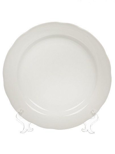 Тарелка обеденная, фарфор, 24 см, круглая, Вырезной край Белая, Дулевский фарфор, 02117