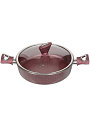 Сотейник алюминий, 28 см, антипригарное покрытие, Daniks, Мрамор Олимп, винный, STWP-28-RWM-IND-LID, с крышкой, индукция