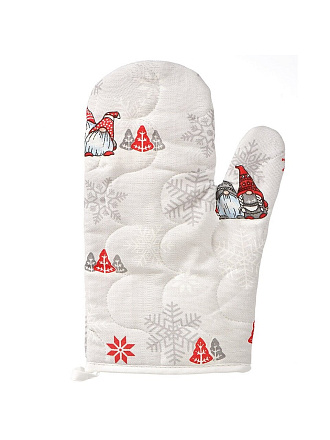 Прихватка-варежка 30х17 см, рогожка, 100%хл, Лесные гномы, 4747