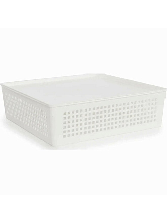 Корзина хозяйственная, 7.3 л, 31х31х9 см, квадратная, пластик, с крышкой, Полимербыт, Traymix, 4346480