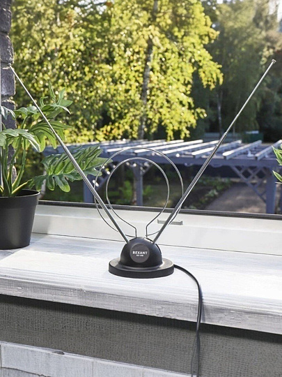 Антенна телевизионная комнатная, DVB-T2, 3.5 дБ, 1 м, цифровое тв, Rexant, RX-100, телескопическая, 34-0100