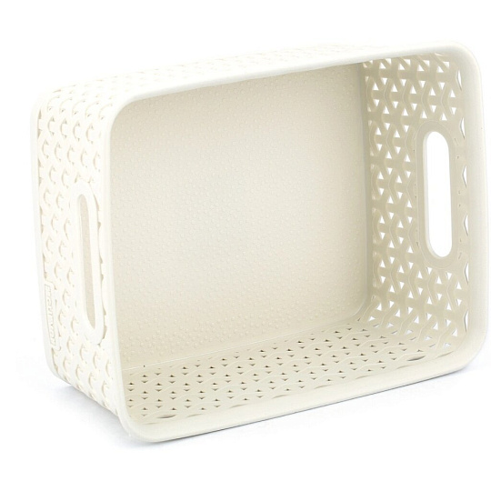 Корзина для хранения, 26х20х11 см, плетеная, пластик, кремовая, Curver, My Style, 196859