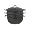 Кастрюля-мантоварка agness grace 24x7,2/24х12/24х12 см. трехслойное покр granit 936-127