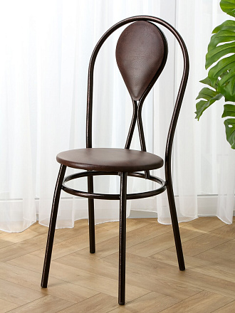 Стул 380х380х450 мм, полимер кожа, шоколад на коричневый, сиденье круглое, на металлических ножках, Венский К