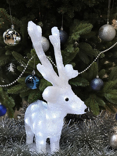 Фигурка декоративная акрил, Олень, 38х62 см, 50LED, 220В, белая, Y4-3071
