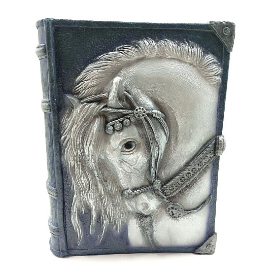 Копилка Символ Года Книга Конь, 21 см, гипс, G040-21-108K, серебряная