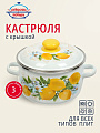 Кастрюля эмалированная сталь, 3 л, крышка сталь, сферический, Сибирские товары, Лимоны, 3MC181P, индукция