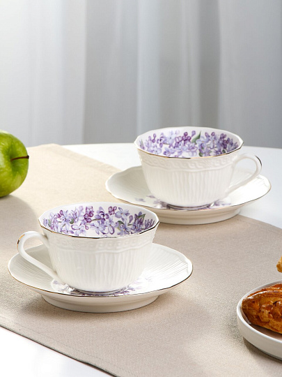 Набор чайный фарфор, 4 предмета, на 2 персоны, 330 мл, Lefard, Lilac, 760-758, подарочная упаковка