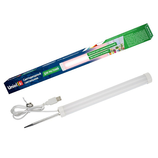 Светильник светодиодный для фотосинтеза, 6 Вт, IP40, на колышке, 350 мм, Uniel, Фито, UL-00007147
