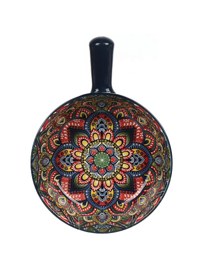 Кокотница фарфор, 16х21.5х5.8 см, круглая, синяя, Nouvelle Home, Arabesque, 860088