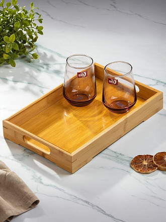 Поднос бамбук, 33х22 см, прямоугольный, с ручками, Y4-7925