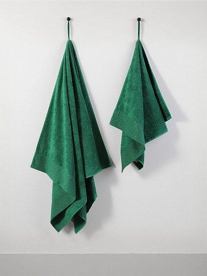 Набор полотенец 2 шт, 100% хлопок, 420 г/м2, Silvano, Мореска, темно-зеленый, Узбекистан