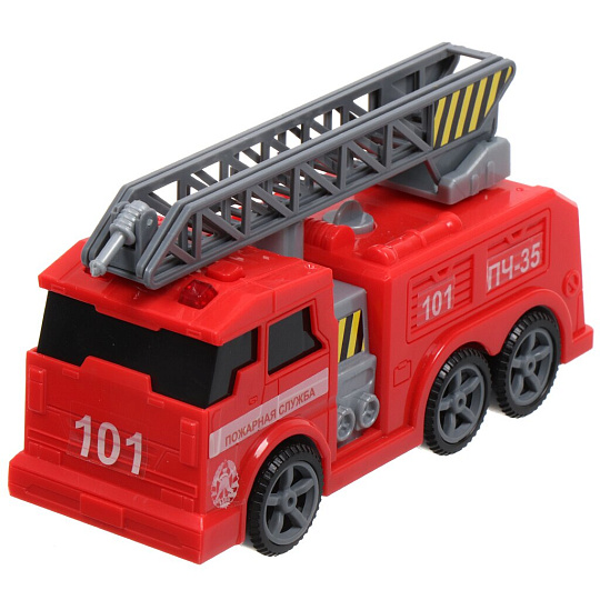 Пожарная машина Технопарк, 17 см, свет, звук, подвижные элементы, пластик, C403-R