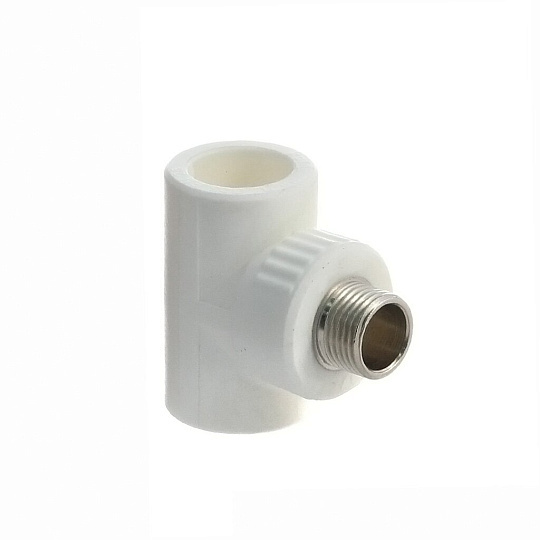 Тройник комбинированный полипропилен, d25х1/2'', наружная резьба, белый, Kalde