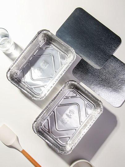 Форма для запекания алюминий, 2 шт, 25.3х18.7х5.4 см, 2 л, прямоугольная, с крышкой, Daniks, SP(RF)88L