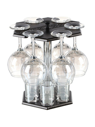 Набор для спиртного 12 предметов, стекло, 6 бокалов для вина 280 мл, 6 стопок 50 мл, с баром, Glasstar, Радуга Фурор, B_F_RN_411_22