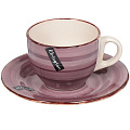 Чайная пара керамика, 2 предмета, на 1 персону, 220 мл, Elrington, Аэрография, 139-23056, фиолетовая