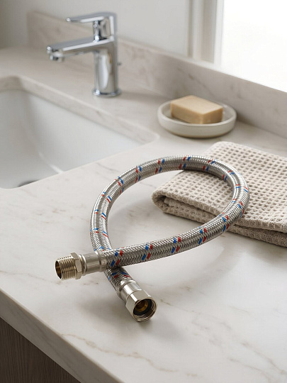 Подводка для воды 1/2"х0.5 м, г-ш, латунь, Гигант, AquaLine