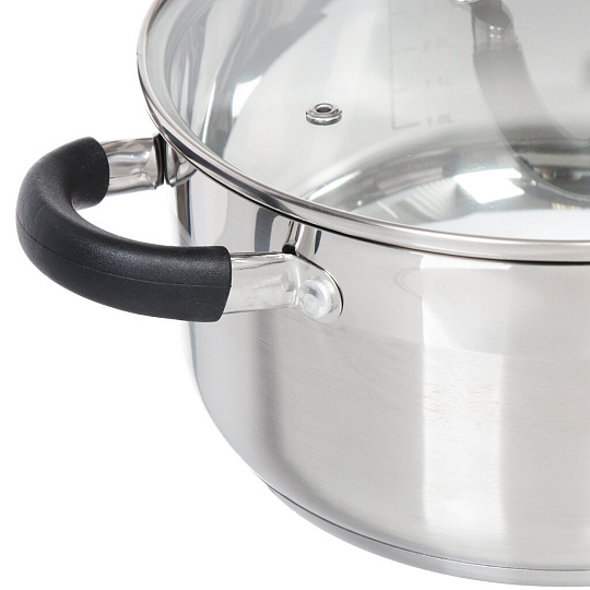 Набор посуды нержавеющая сталь, 6 предметов, кастрюли 1.6л, 3.1л, 5.4л, индукция, Daniks, Турин, GS-01413-6PC