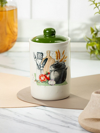 Банка для сыпучих продуктов, доломит, 0.7 л, с крышкой, Daniks, Comely