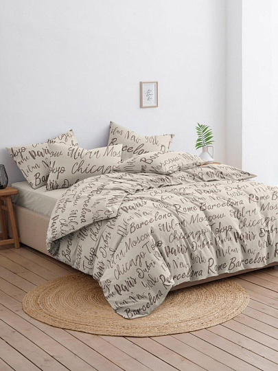 Постельное белье семейное, европростыня 215х240 см, 2 наволочки 70х70 см, 2 пододеяльника 145х215 см, Ночь нежна, бязь, Сити