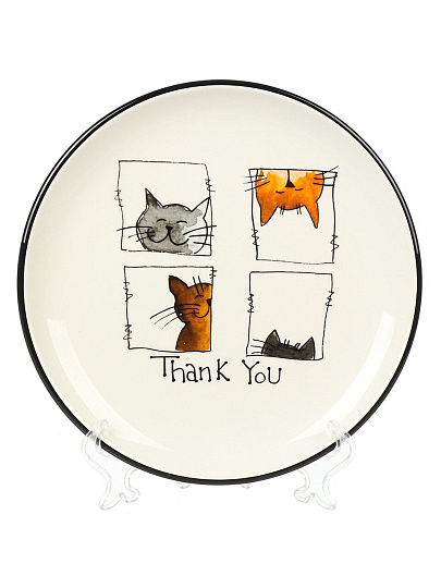 Тарелка доломит, 21х21х2.3 см, круглая, Cats, Daniks