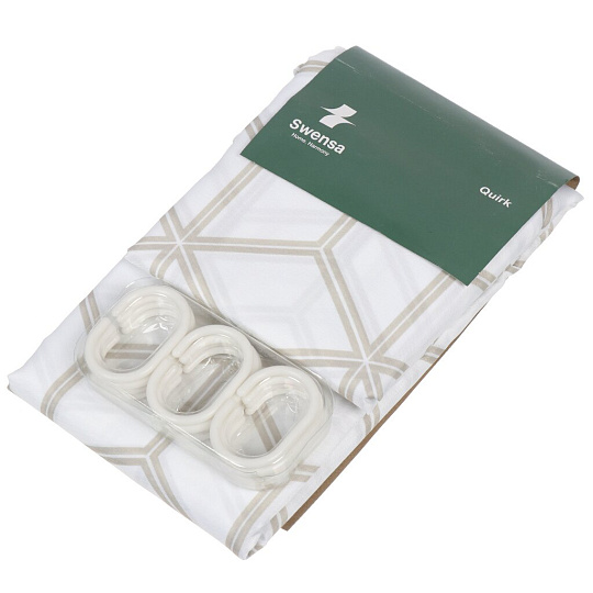 Штора для ванн 180х180 см, полиэстер, Swensa, Quirk, бежево-белая, SWC-90-81