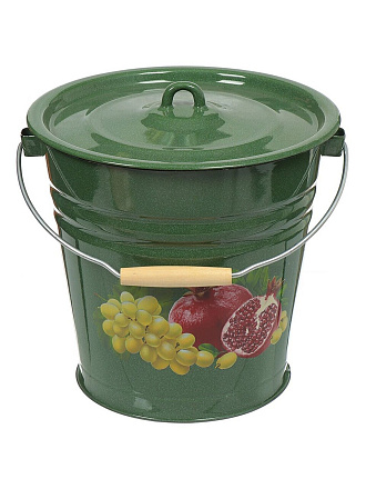 Ведро сталь, эмалированное, 12 л, с крышкой, в ассортименте, хозяйственное, Сибирские товары, С1224/.зП*72/*72/*63/з*59/*105/