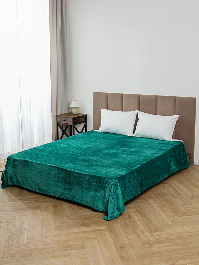 Плед евро, 200х220 см, велсофт жаккард, 100% полиэстер, Silvano, Ромб, зеленый, ST-330