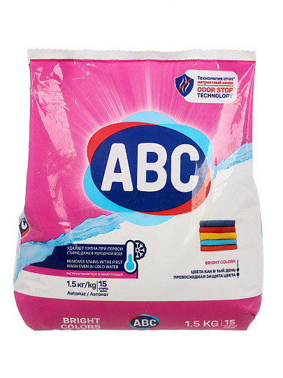 Стиральный порошок ABC, 1.5 кг, автомат, для цветного белья