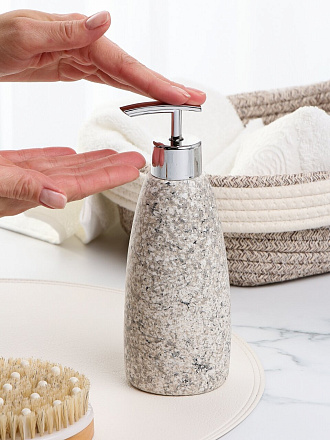 Дозатор для жидкого мыла, керамика, 7х20.5 см, серый камень, Y4-9868