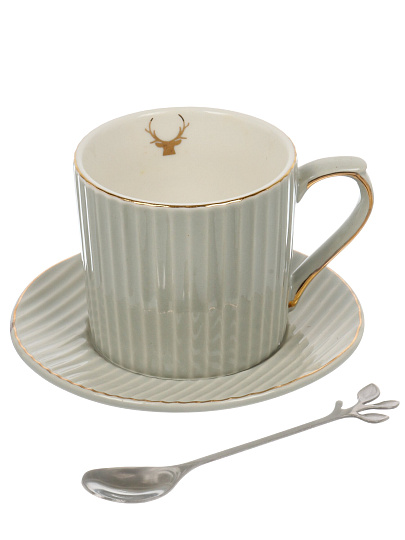 Чайная пара керамика, 3 предмета, на 1 персону, 180 мл, Вертикаль, B010408, в ассортименте