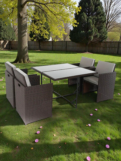 Набор садовой мебели стол, 116х110х72 см, 4 кресла, подушка, 120 кг, F8039