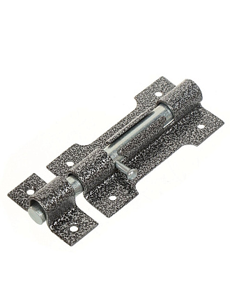 Засов накладной, Делга, 8482, с круглым ригелем, античное серебро