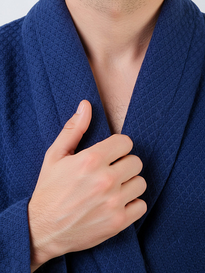 Халат унисекс, вафельный, 100% хлопок, синий, XXL, 54-56, Silvano