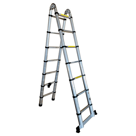 Лестница шарнирная 2 секции, 7 ступеней, алюминий, 4.4 м, 150 кг, телескопическая, Alumet, DTLH 2.2