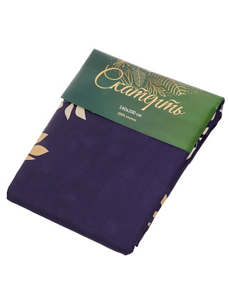 Скатерть 200х140 см, 100% хлопок, Silver and Gold, темно-сине-золотая