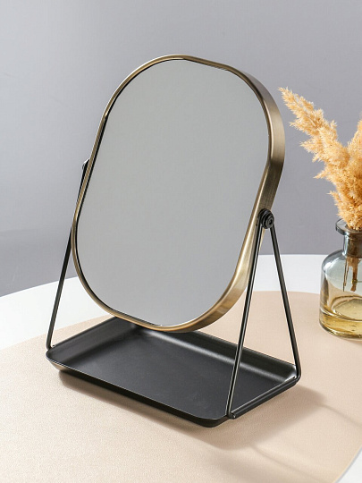 Зеркало настольное, 28х20.5 см, с подставкой, бронза/черное, Y4-11335