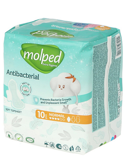 Прокладки женские Molped, Антибактериальные Normal, дневные, 10 шт, 5096214