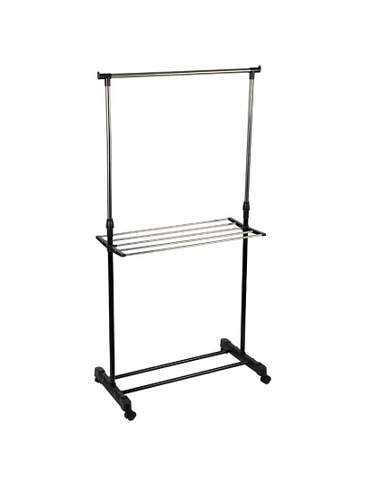 Вешалка напольная 82х42х96-168 см, Рыжий кот, пластмасса, металл, с колесами, полка для обуви, телескопическая, CR460, 311-410