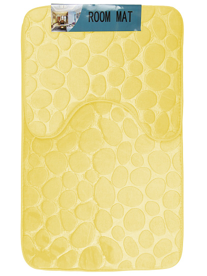 Набор ковриков для ванной и туалета, 2 шт, 0.5х0.8, 0.4х0.5 м, полиэстер, желтый, Камешки, Y4-11226
