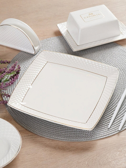 Тарелка обеденная, керамика, 23 см, квадратная, Кембридж, Daniks, Y4-3246