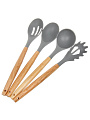 Набор кухонных принадлежностей 19 предметов, силикон, бамбук, подставка с доской, серый, Daniks, Y4-9558 - фото 9