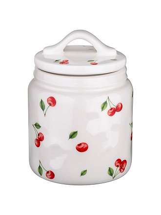 Банка для сып продуктов, керам, 0.5 л, 10х10х13.5 см, с крыш, Lefard, CHERRY, 358-2351