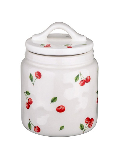 Банка для сып продуктов, керам, 0.5 л, 10х10х13.5 см, с крыш, Lefard, CHERRY, 358-2351