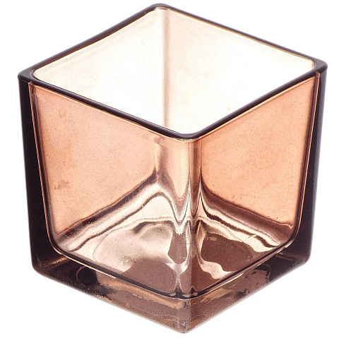 Подсвечник декоративный стекло, 1 свеча, 8х8х8 см, коричневый, Соломаха-2 Бернарди-2, кубик, 2709712842